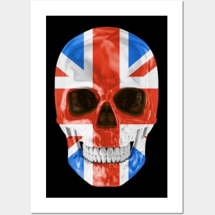 United Kingdom Flag Skull - Gift for English Scottish Welsh Or Irish With Roots From United Kingdom Posters and Art